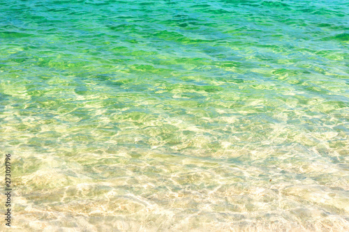 Clear blue transparent beach water background