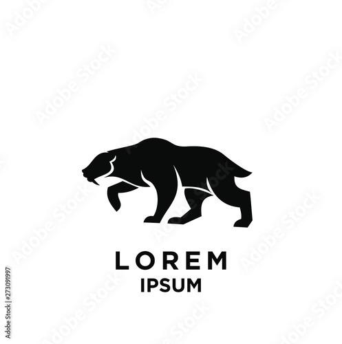 saber tooth logo black logo icon design vector illustration