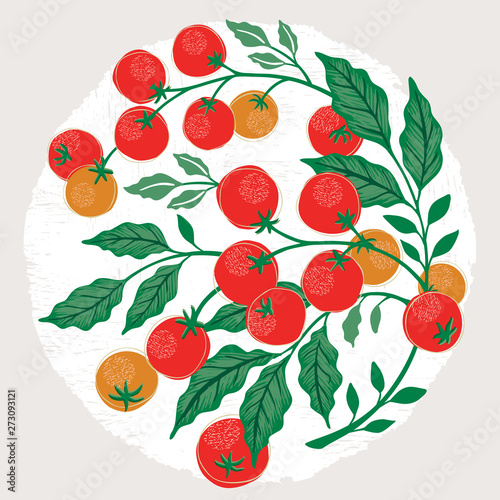  Vector illustration of cherry tomatoes in summer for Wedding, anniversary, birthday and party. Design for banner, poster, card, invitation and scrapbook