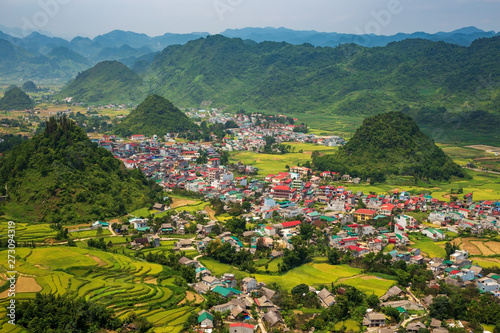 The town of Tam Son town in Quan Ba District, Ha Giang Province, Northern Vietnam. photo
