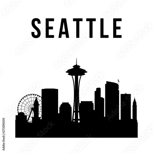 Seattle city simple silhouette. Modern urban background. Vector skyline.