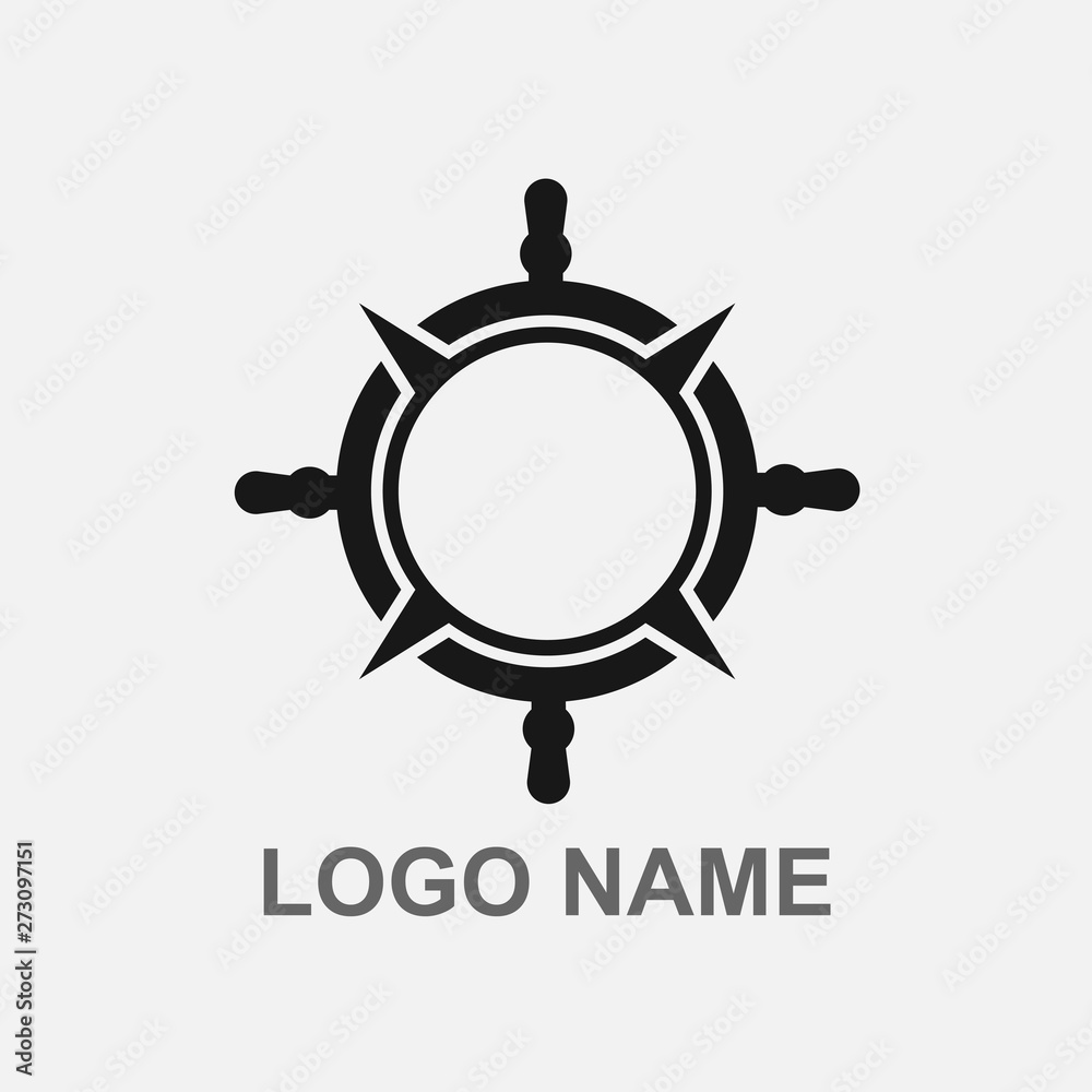 Fototapeta premium steering ship, compass vector logo