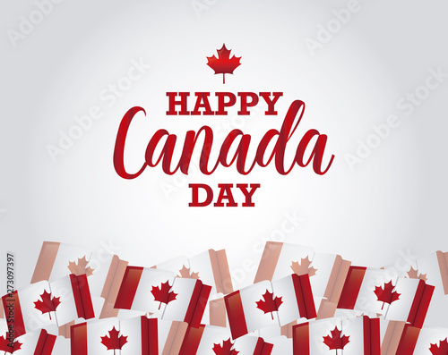 poster of happy canada day with flags