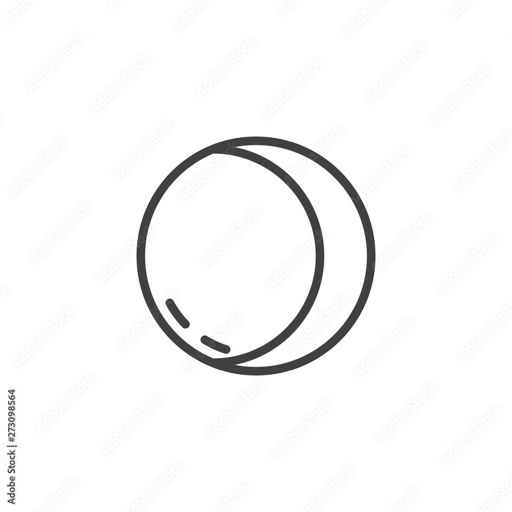 Waxing Crescent line icon. linear style sign for mobile concept and web design. Moon Phases outline vector icon. Symbol, logo illustration. Vector graphics Waxing Crescent line icon. linear style sign for mobile concept and web design. Moon Phases outline vector icon. Symbol, logo illustration. Vector graphics