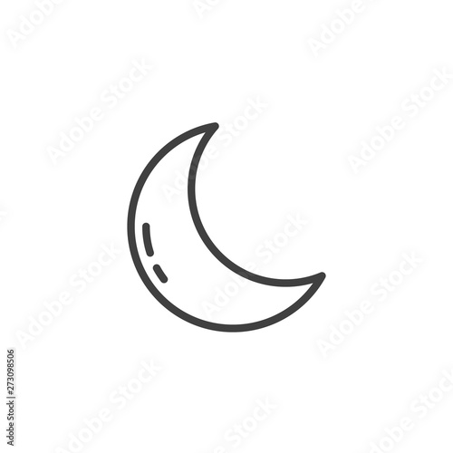 Crescent moon line icon. linear style sign for mobile concept and web design. Clear night weather outline vector icon. Forecast weather symbol, logo illustration. Vector graphics