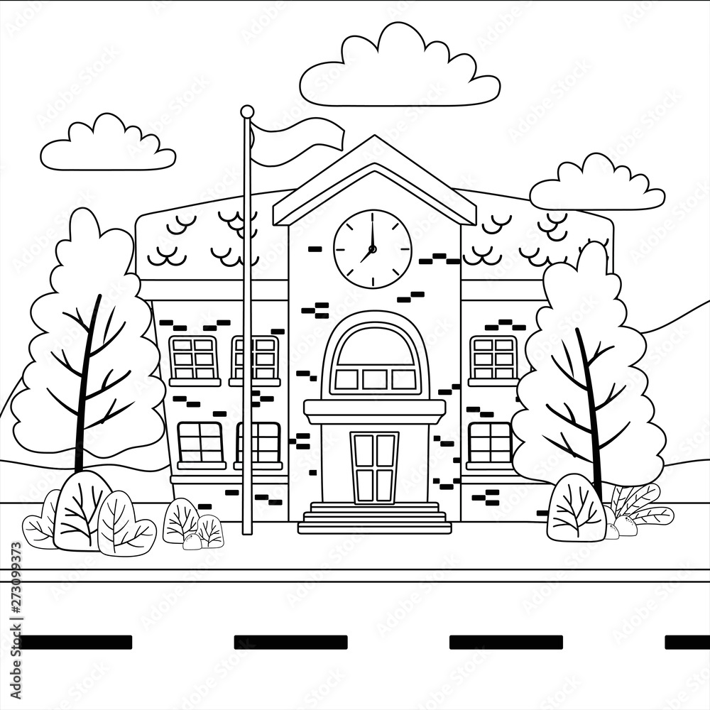 School building design vector illustrator