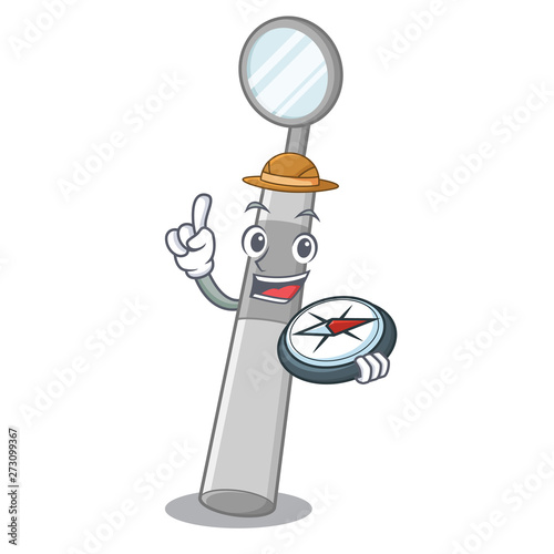 Explorer dental mirror isolated in the character