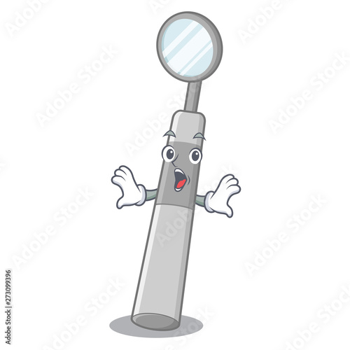 Surprised dental mirror isolated in the character