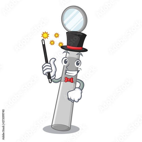 Magician dental mirror in a cartoon basket