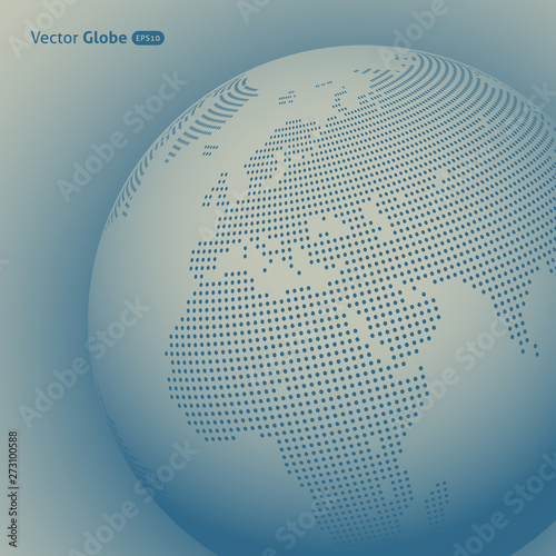 Vector abstract dotted globe, Central heating view on Europe and Africa