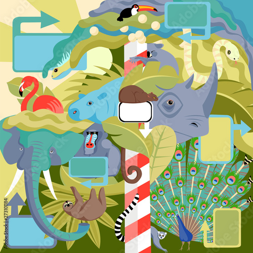 zoo. vector illustration of wild animals. the concept of images of animals in the wild