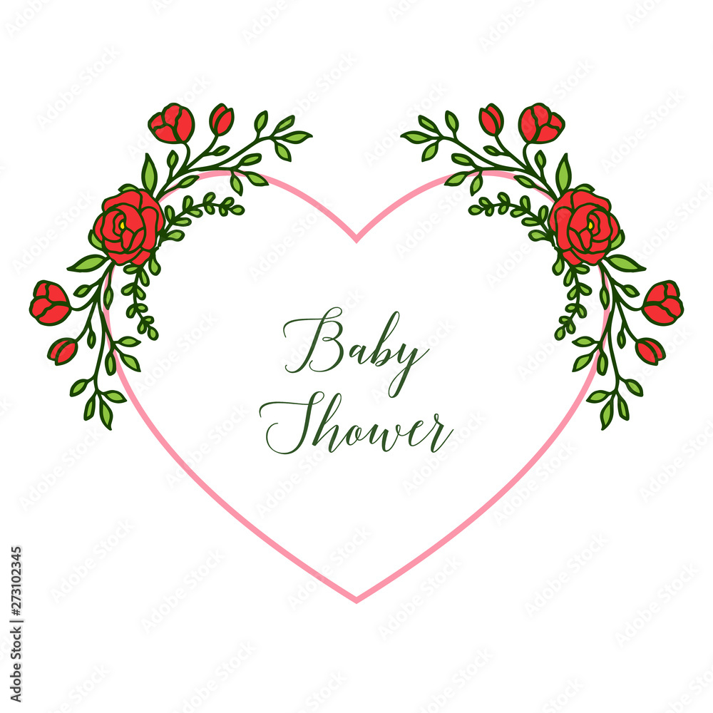 Vector illustration letter baby shower for abstract wreath frame