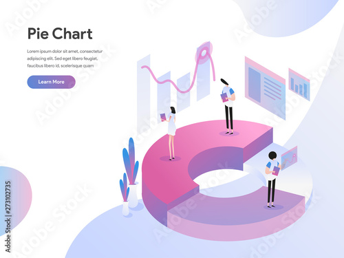 Landing page template of Pie Chart Isometric Illustration Concept. Modern Flat design concept of web page design for website and mobile website.Vector illustration