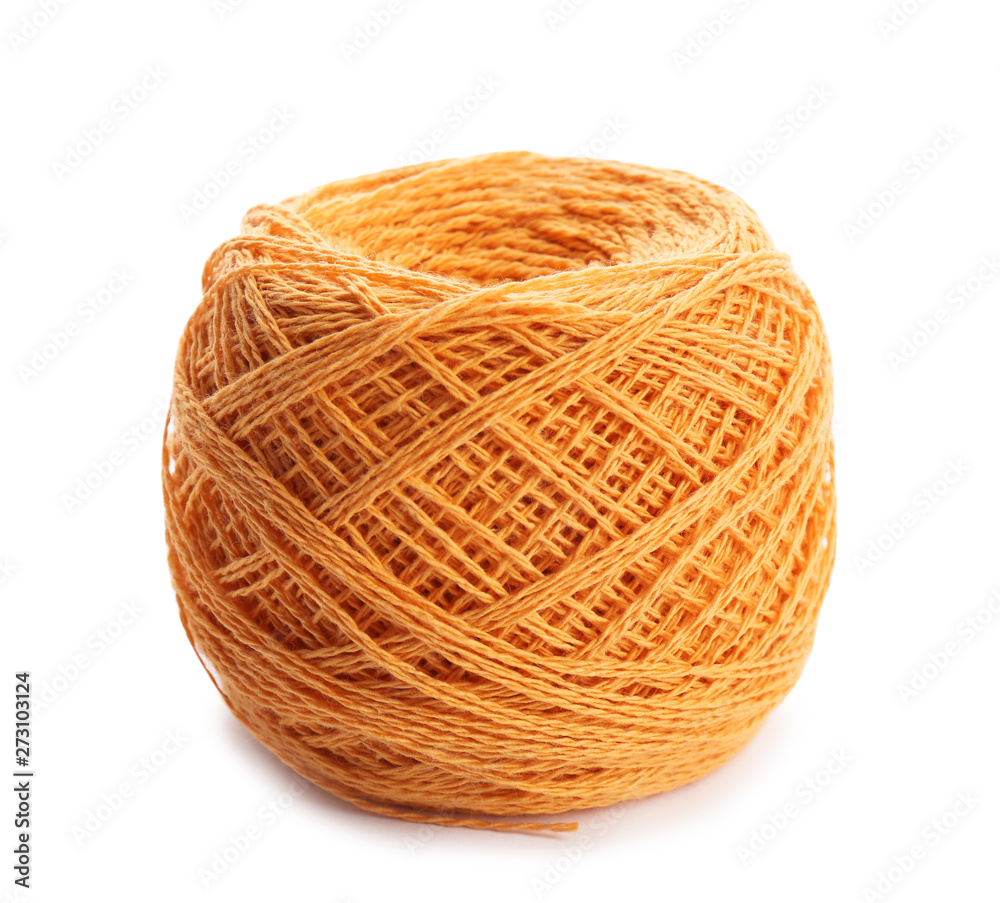 Clew of color knitting thread on white background Clew of color knitting thread on white background