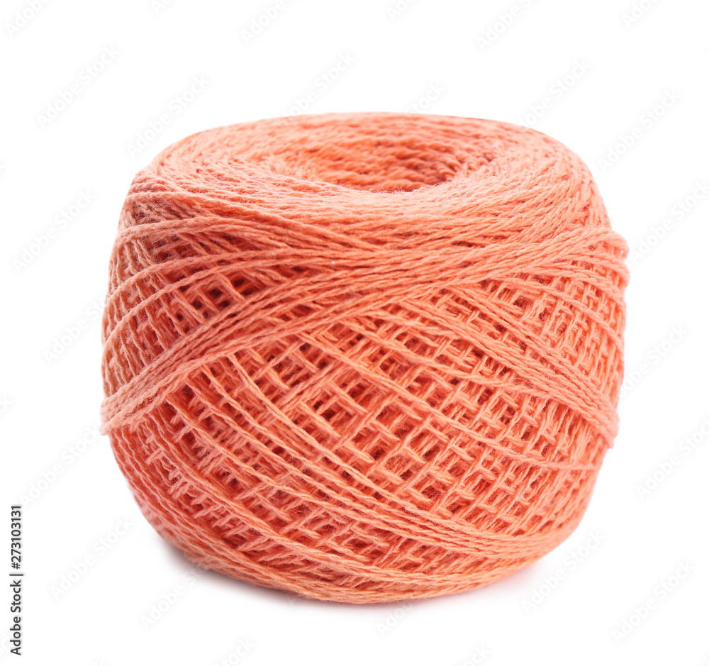 Clew of color knitting thread on white background Clew of color knitting thread on white background