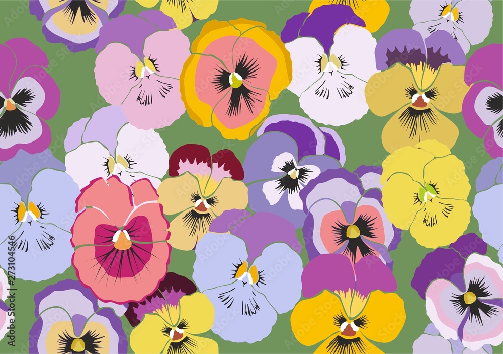 Pansies beautiful backgrounds for textiles. Stock Vector | Adobe Stock