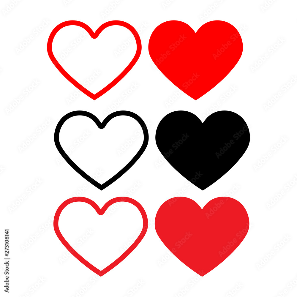 Vector hearts set. Different style and shape. Vector hearts set. Different style and shape.