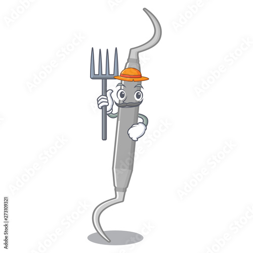 Farmer dental pick isolated with the cartoon photo