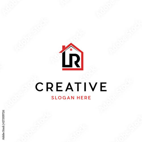 Letter LR Home Logo Design Stock Vector, Letter LR home logo for real estate