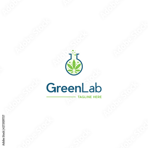 Cannabis lab logo template, Nature fresh icon, leaf design vector illustration, Green Lab Marijuana Logo Template