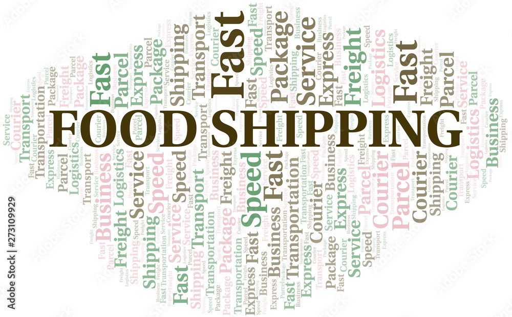 Food Shipping word cloud. Wordcloud made with text only.
