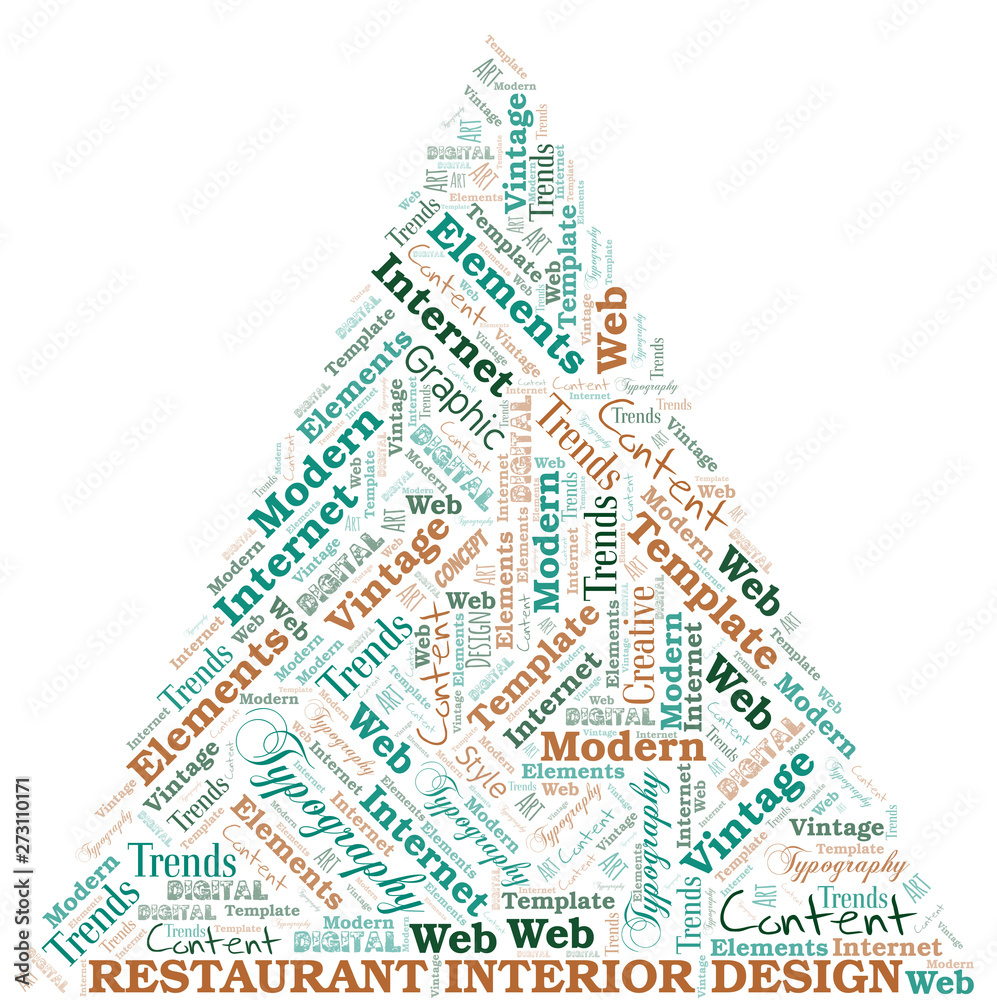 Restaurant Interior Design word cloud. Wordcloud made with text only.
