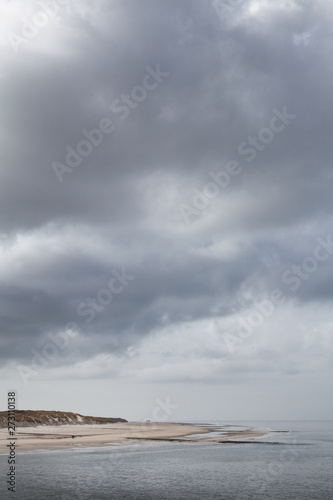 Dutch coast. Northsea. Clouds and sky.. Island of Vlieland Netherlands Waddenzee