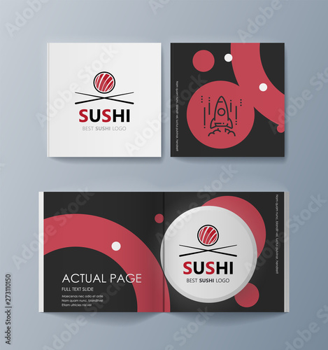Set of brochures Sushi for marketing the promotion goods and services on market