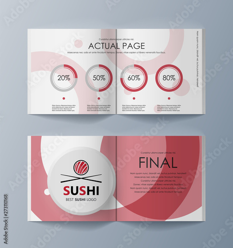 Set of brochures Sushi for marketing the promotion goods and services on market