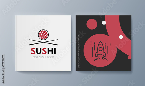 Set of brochures Sushi for marketing the promotion goods and services on market