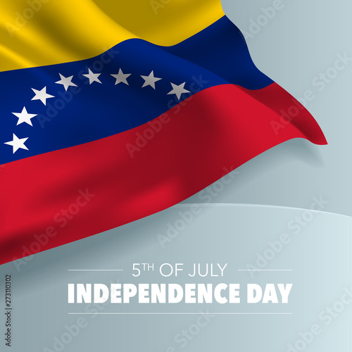 Venezuela happy independence day greeting card, banner, vector illustration