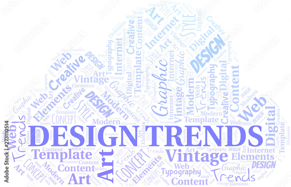 Obraz premium Design Trends word cloud. Wordcloud made with text only.
