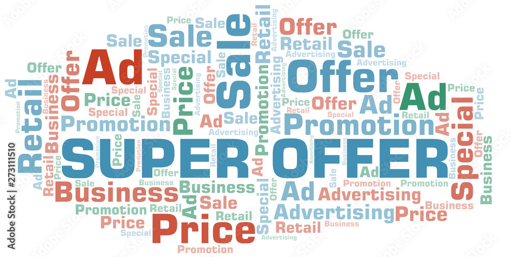 Fototapeta premium Super Offer word cloud. Wordcloud made with text only.