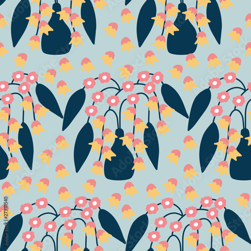 pot with flowers in a seamless pattern design