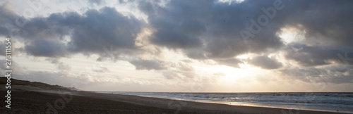 Dutch coast. Northsea. Clouds and sky. Sunset. Julianadorp. North Holland. 