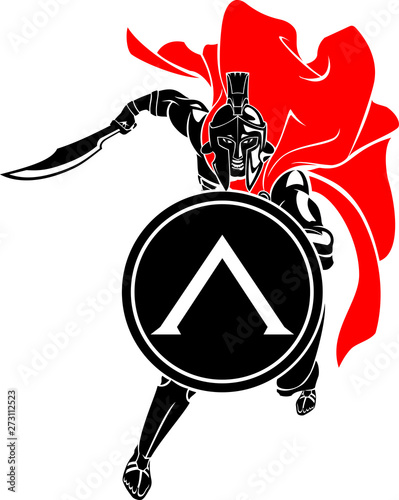 Spartan Charging Front Attack, Isolated Vector