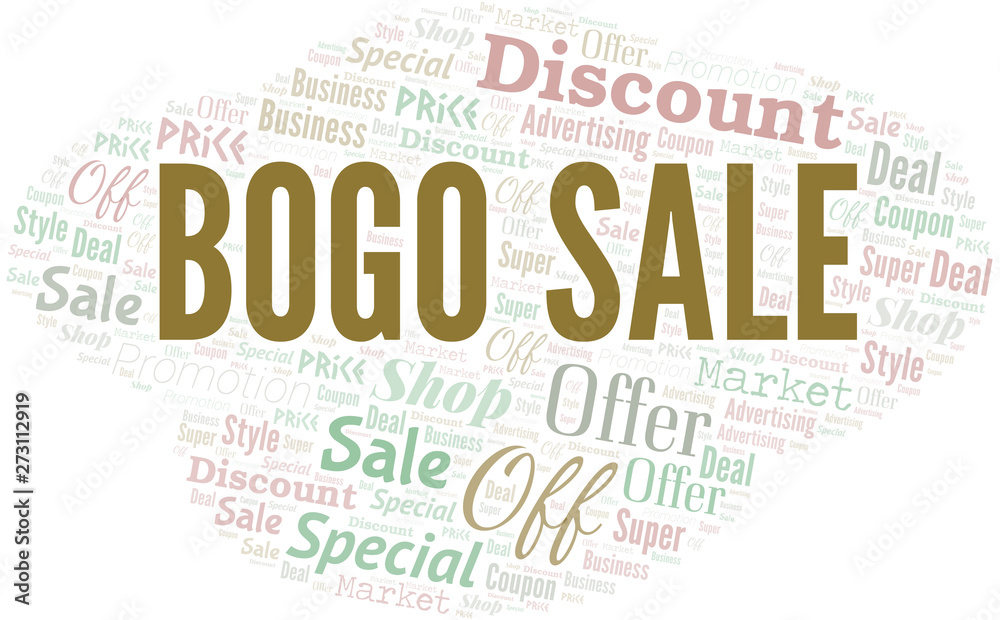 Bogo Sale Word Cloud. Wordcloud Made With Text.