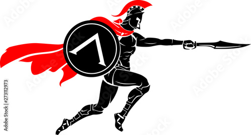 Spartan Leap Sword Attack, Isolated Vector