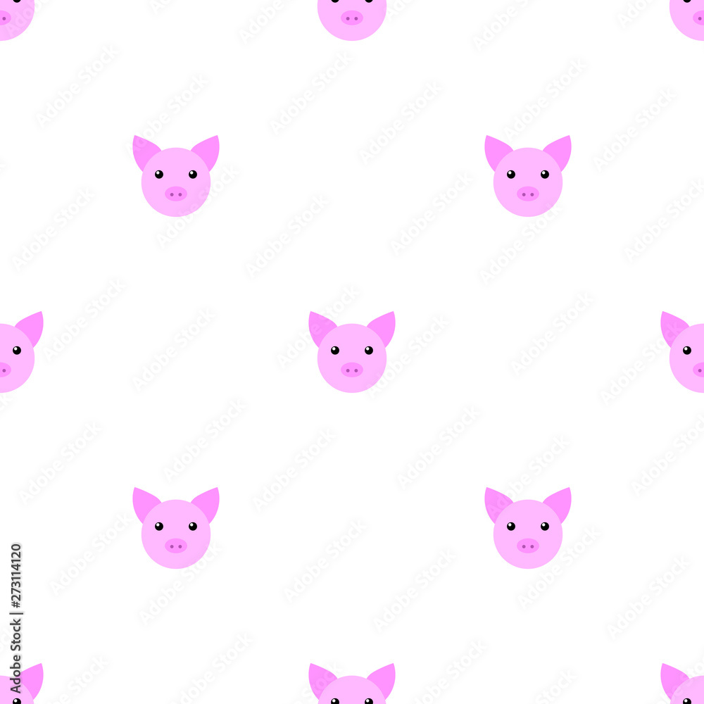 Seamless pattern with cute pig. Vector illustration for design, web, wrapping paper, fabric, wallpaper.
