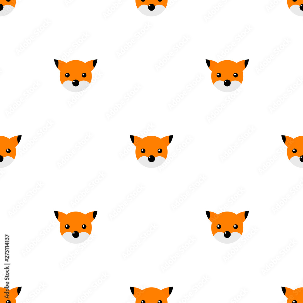 Fototapeta premium Seamless pattern with cute fox. Vector illustration for design, web, wrapping paper, fabric, wallpaper.
