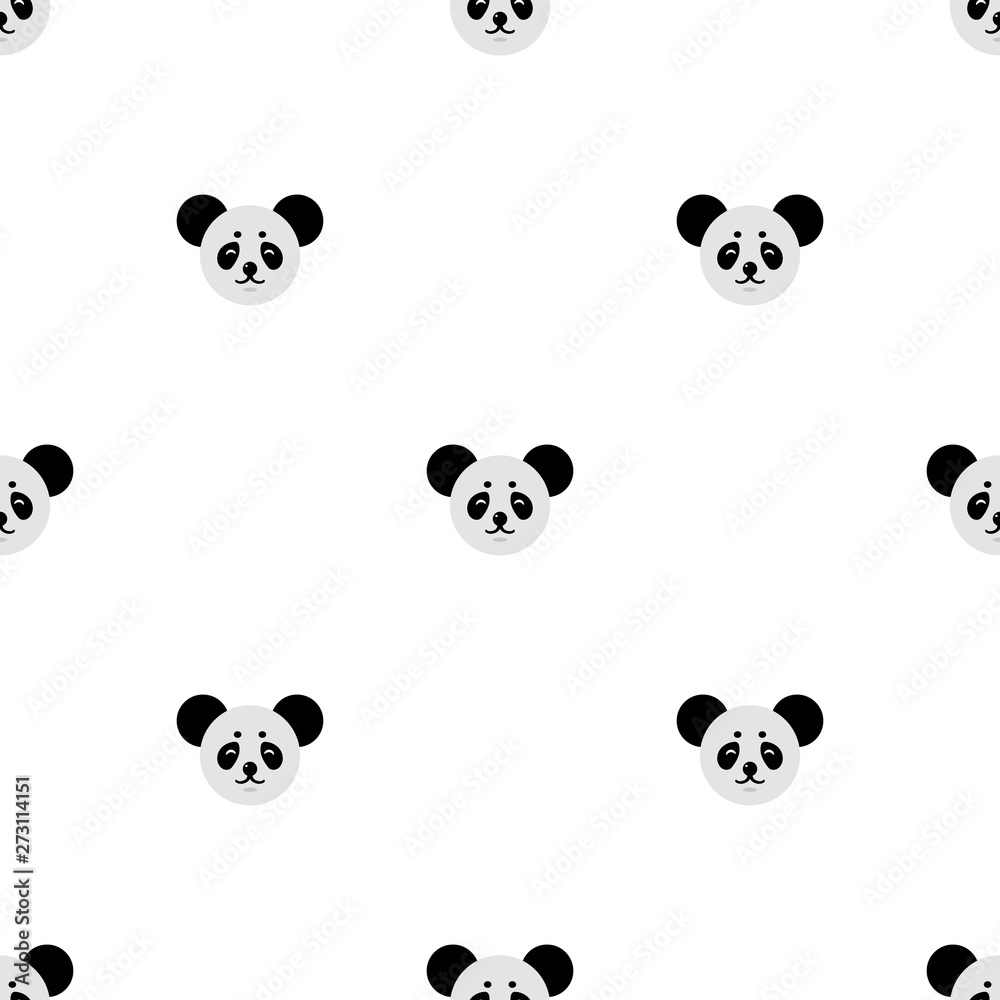 Seamless pattern with cute panda. Vector illustration for design, web, wrapping paper, fabric, wallpaper.