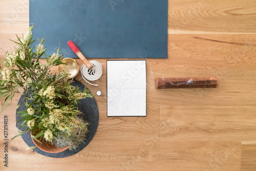 morning ritual yoga mat with journal