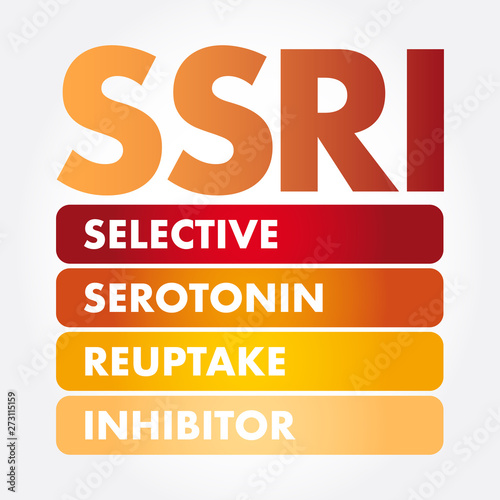 SSRI - Selective Serotonin Reuptake Inhibitor acronym, medical concept background