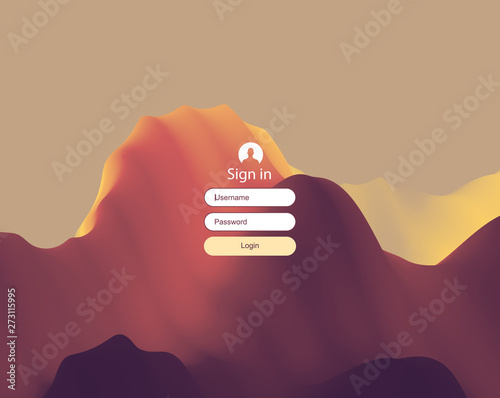 Login user interface. Modern screen design for mobile app and web design. Gradient background. Website element. Vector illustration.