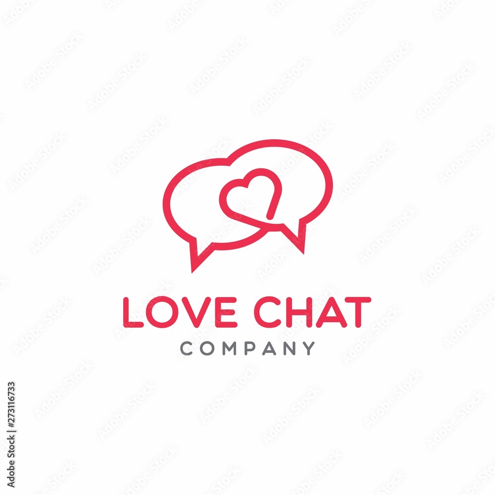 love chat logo design. Chat app icon design