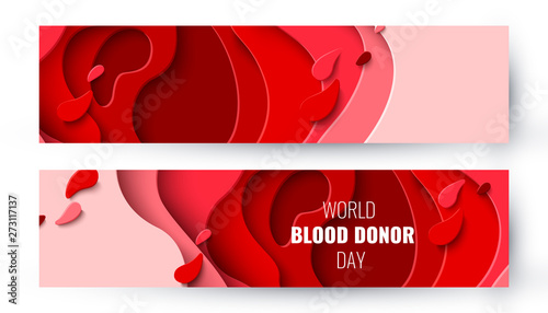 World Blood Donor Day vector paper cut background