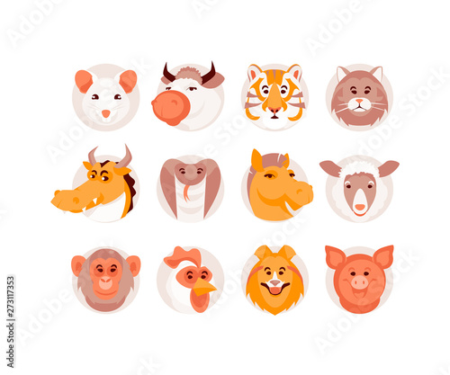 Fototapeta Naklejka Na Ścianę i Meble -  Chinese horoscope animals vector