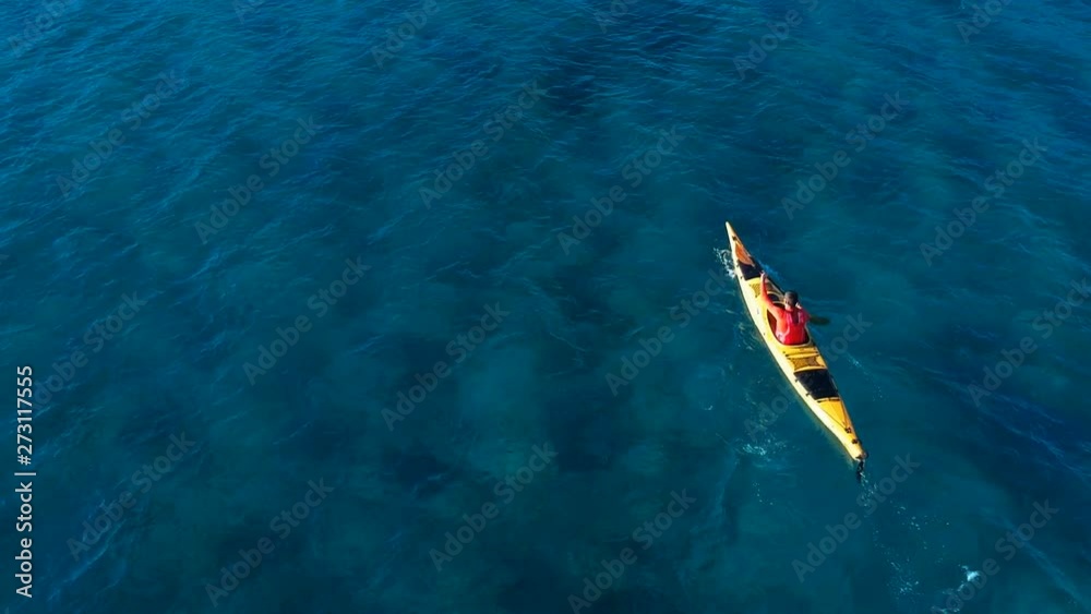 Aerial view of yellow sea kayak 
