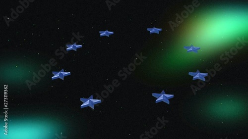 Rotating stars on the space background.