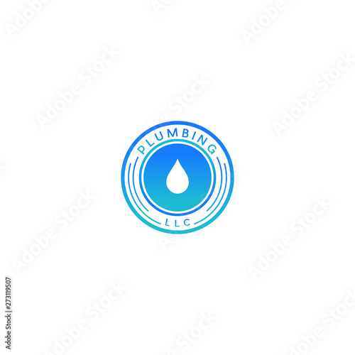 water tap icon vector illustration logo template, Plumbing service logo in blue, plumbing symbol on white with text. Vector illustration.	